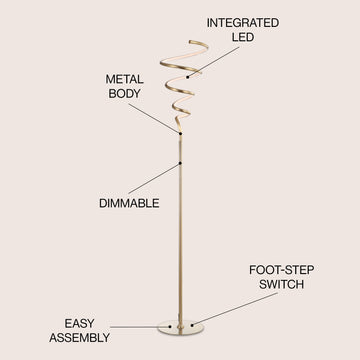 Scribble 60.5" Modern Dimmable Metal Integrated LED Floor Lamp - JONATHAN Y